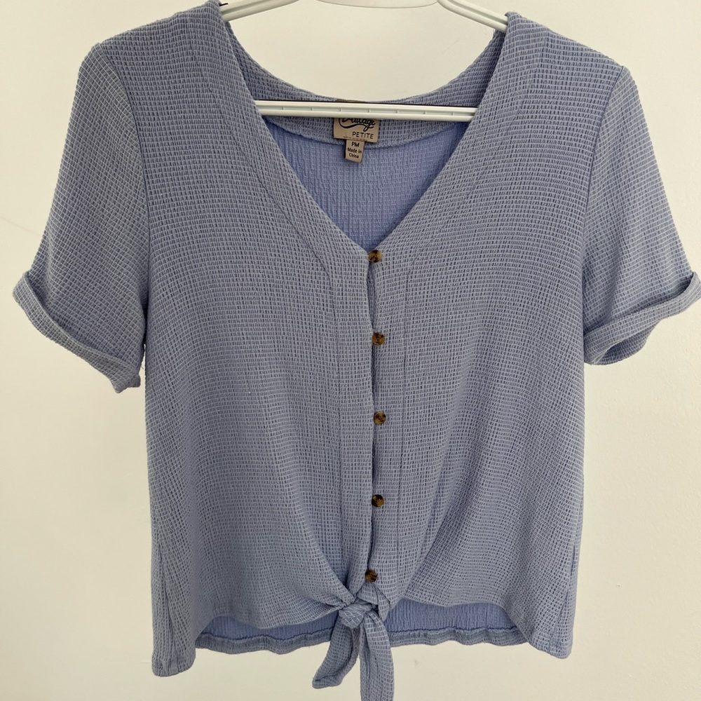 Boho Beachy Button Down Blue Top